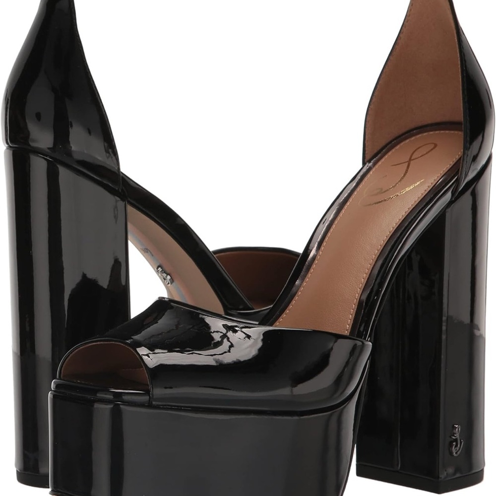Sam Edelman Black Platform Heels with Chunky Block Heel